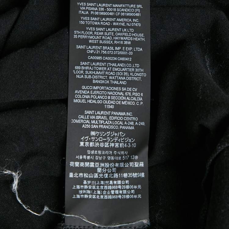 Pre Owned Saint Laurent Black Logo Print Cotton Jersey T-Shirt L