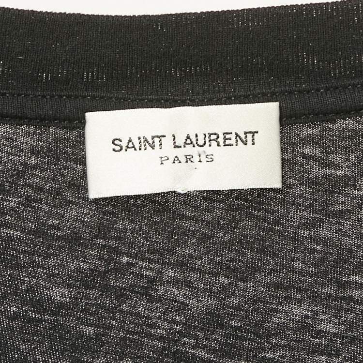 Pre Owned Saint Laurent Paris Black Eiffel Tower Print Jersey T-Shirt XS