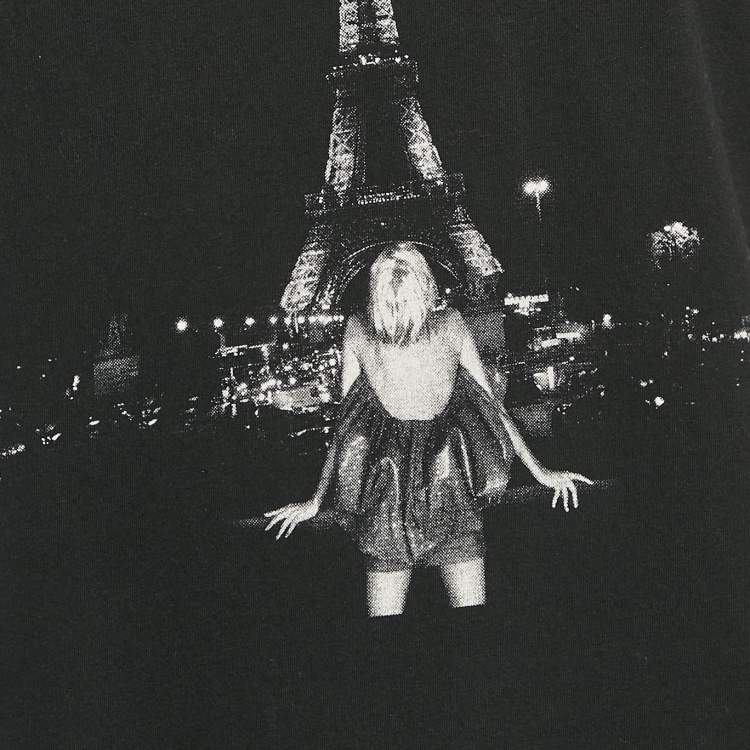 Pre Owned Saint Laurent Paris Black Eiffel Tower Print Jersey T-Shirt XS