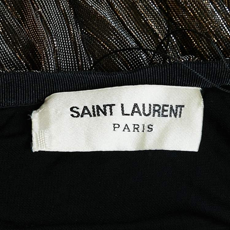 Pre Owned Saint Laurent Paris Metallic Lurex Jersey Backless Mini Dress XS
