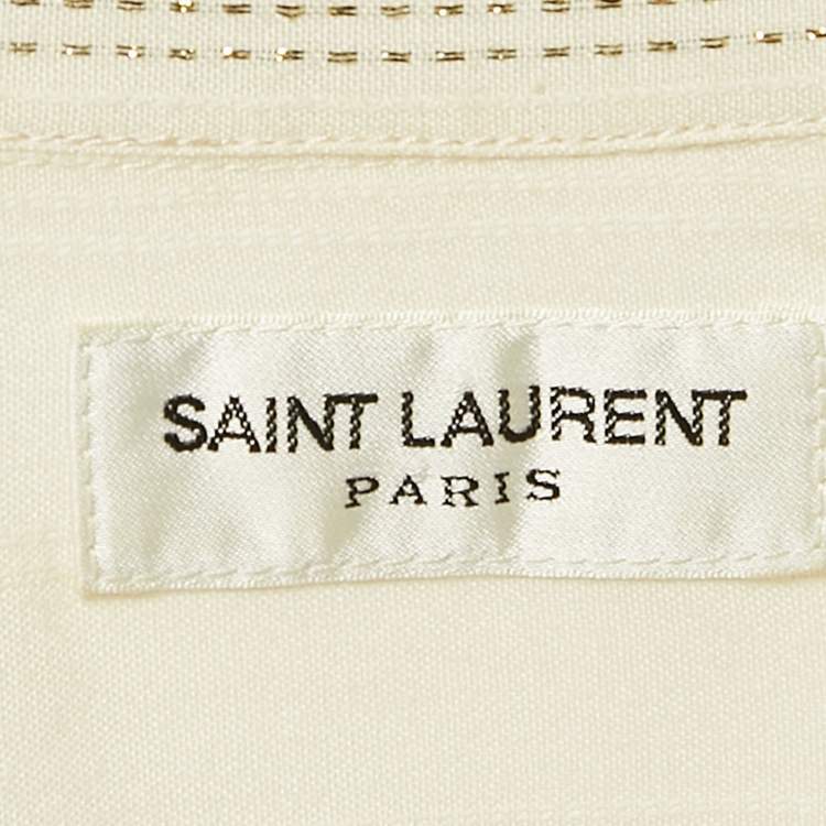 Pre Owned Saint Laurent Paris Cream Stripe Lurex and Cotton Blend Shirt XS
