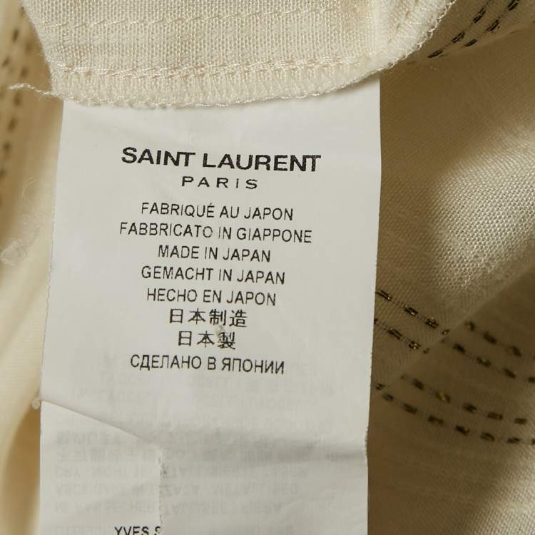 Pre Owned Saint Laurent Paris Cream Stripe Lurex and Cotton Blend Shirt XS