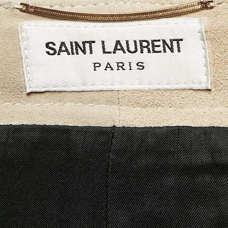 Pre Owned Saint Laurent Beige Suede Pleated Shorts S
