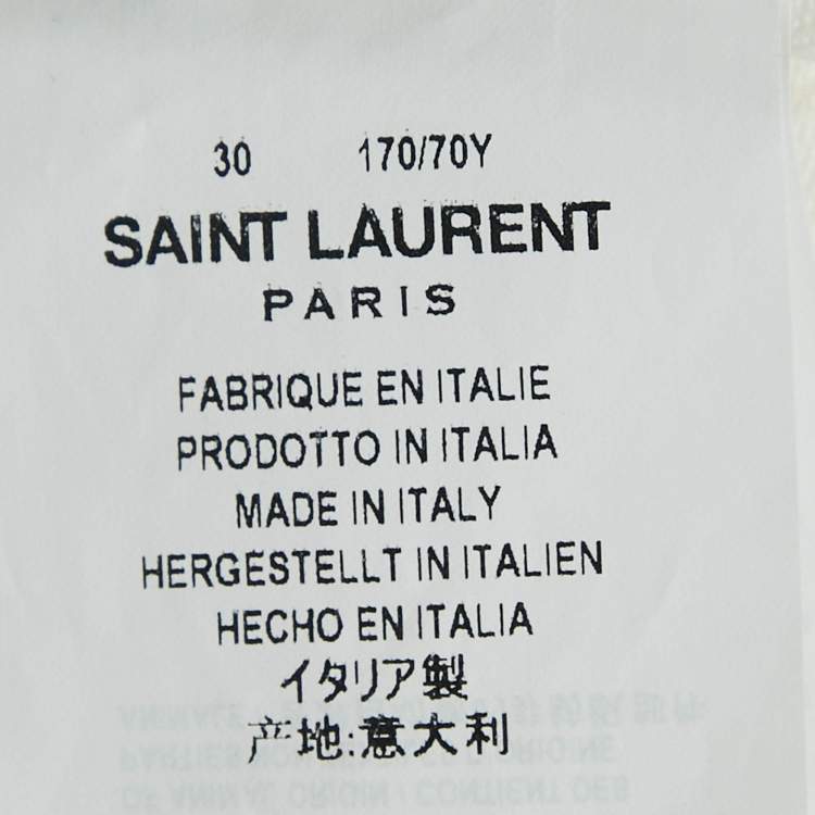 Pre Owned Saint Laurent White Denim Distressed Mini Skirt M