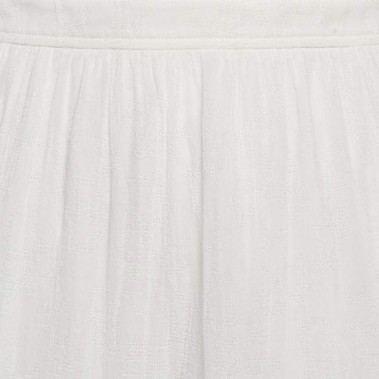 Pre Owned Saint Laurent Paris White Textured Cotton Tiered Maxi Skirt M