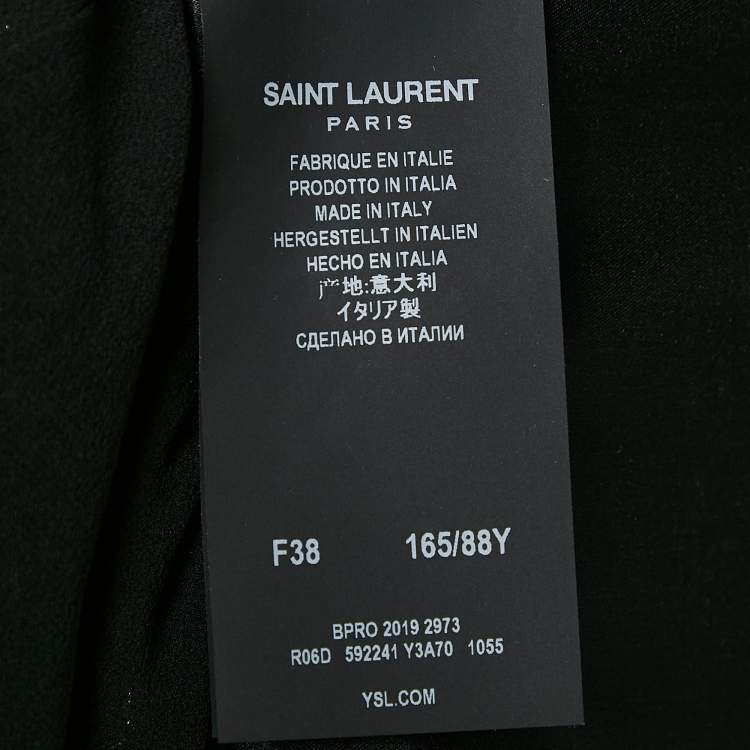 Pre Owned Saint Laurent Paris Black Lurex Silk Draped One-Shoulder Mini Dress M