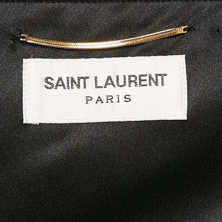 Pre Owned Saint Laurent Paris Black Lurex Silk Draped One-Shoulder Mini Dress M