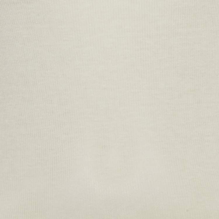 Pre Owned Saint Laurent Cream Rib Knit Tank Top XS