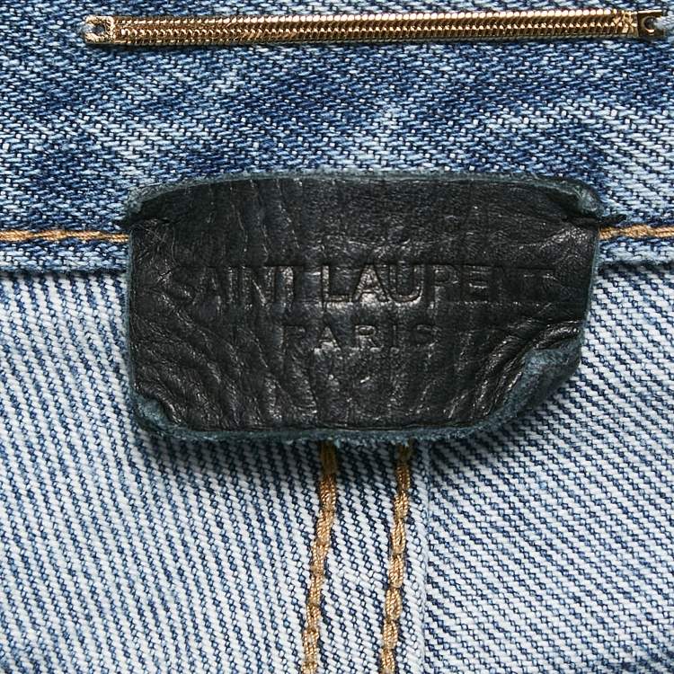 Pre Owned Saint Laurent Paris Blue Denim Pipped Jeans Waist 24"