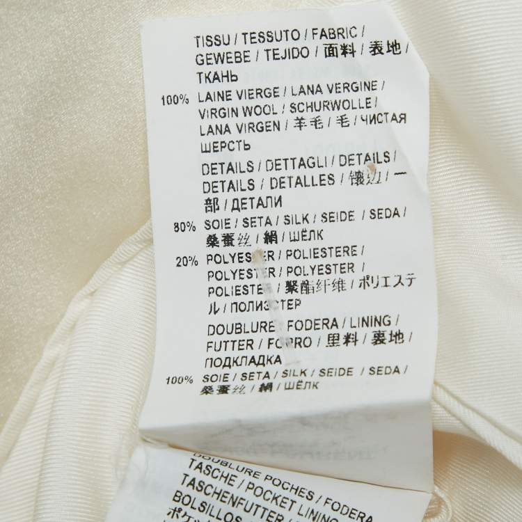 Pre Owned Saint Laurent Paris Cream Wool Single-Breasted Blazer S