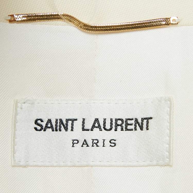 Pre Owned Saint Laurent Paris Cream Wool Single-Breasted Blazer S