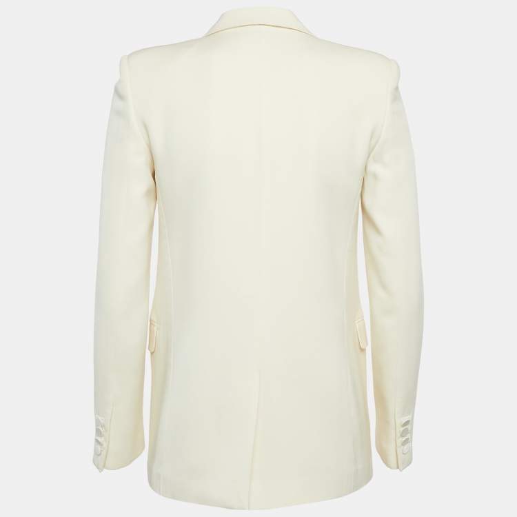 Pre Owned Saint Laurent Paris Cream Wool Single-Breasted Blazer S