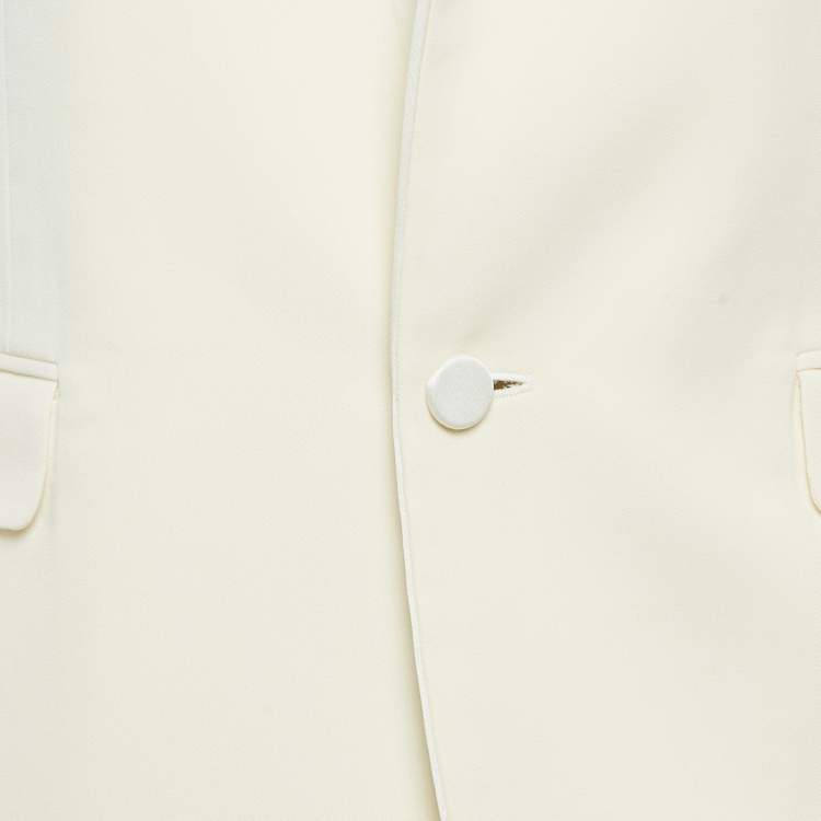Pre Owned Saint Laurent Paris Cream Wool Single-Breasted Blazer S