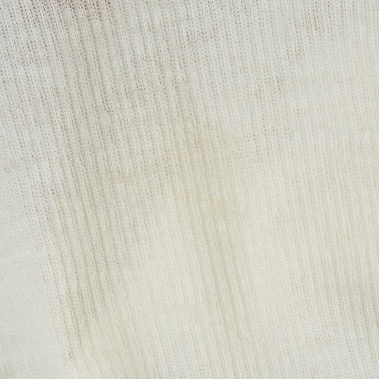 Pre Owned Saint Laurent Paris Cream Rib Knit Semi Sheer Tank Top M