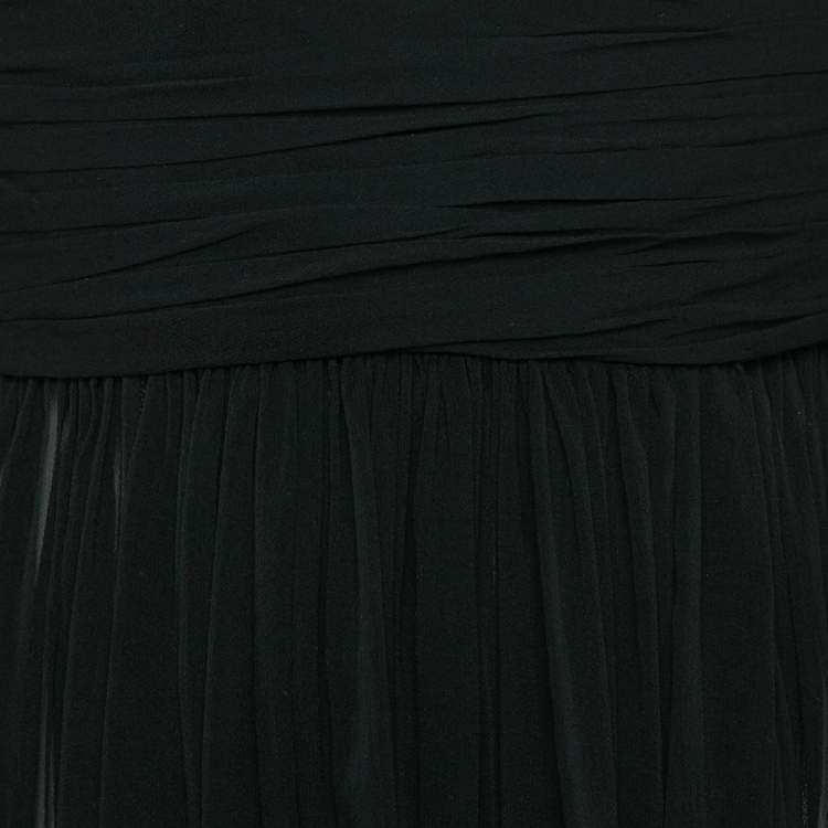 Pre Owned Saint Laurent Paris Black Sheer Silk Elongated Sleeve Wrap Maxi Dress M