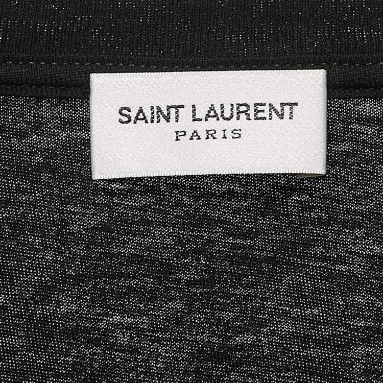Pre Owned Saint Laurent Black Printed Cotton Crew Neck T-Shirt L