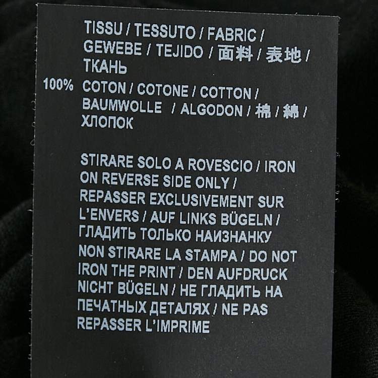 Pre Owned Saint Laurent Black Printed Cotton Crew Neck T-Shirt L
