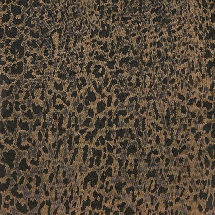 Pre Owned Saint Laurent Brown Animal Print Cotton Crew Neck T-Shirt M