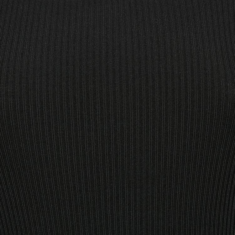 Pre Owned Saint Laurent Black Ostrich Feather Trim Rib Knit Jumpsuit XS