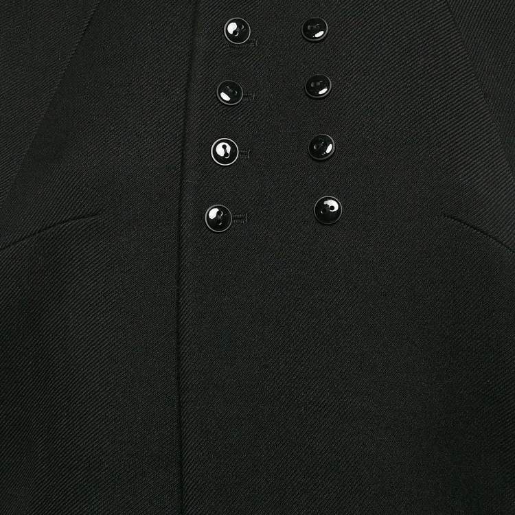 Pre Owned Saint Laurent Black Wool Cape Coat M