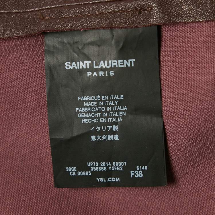 Pre Owned Saint Laurent Burgundy Leather Skinny Leather M
