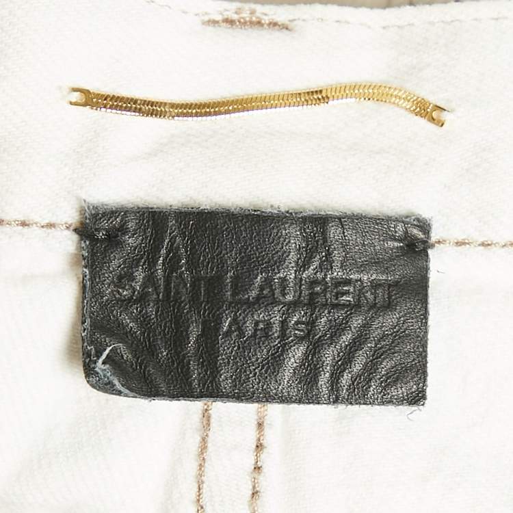 Pre Owned Saint Laurent Light Grey Raw Edge Shorts XS Waist 24"