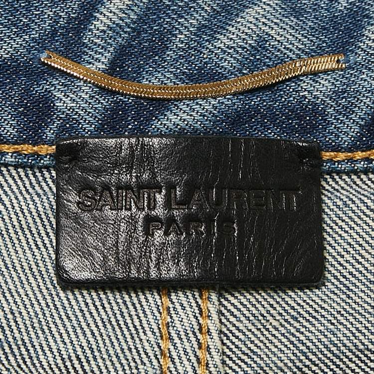 Pre Owned Saint Laurent Paris Blue Washed Denim Mini Skirt S Waist 25"
