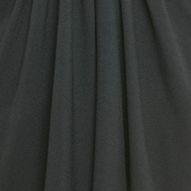 Pre Owned Saint Laurent Black Crepe Plunging Neck Mini Dress M