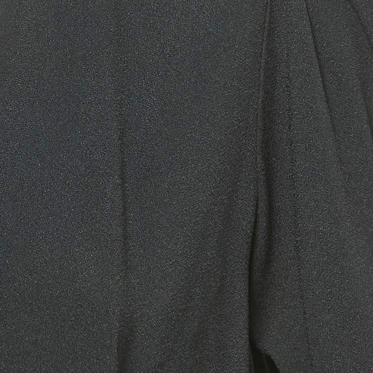 Pre Owned Saint Laurent Black Crepe Plunging Neck Mini Dress M