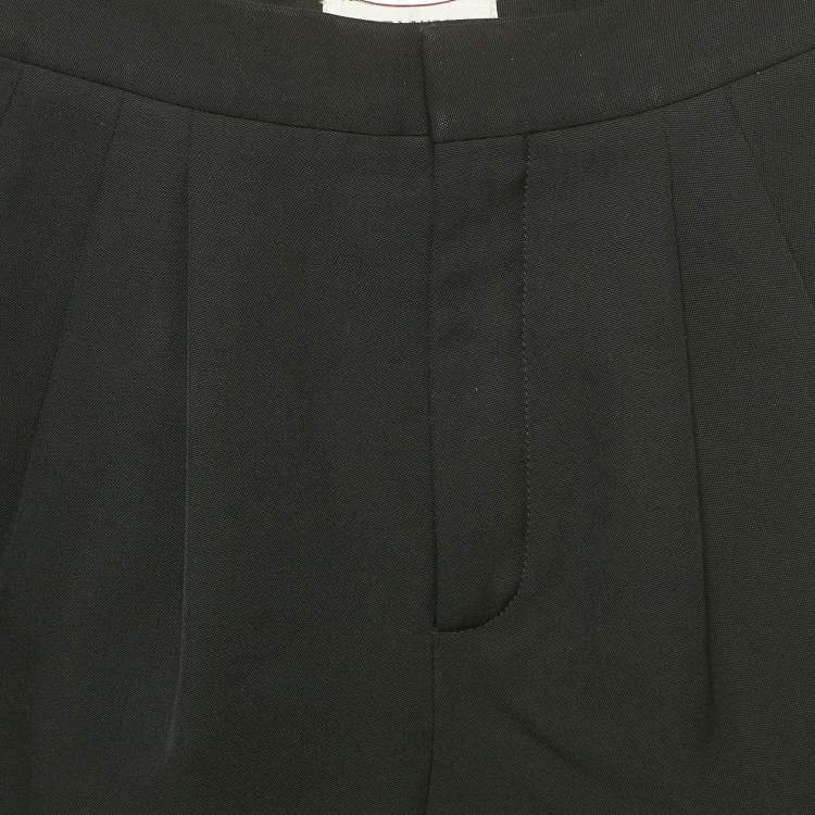 Pre Owned Saint Laurent Black Wool Pleated Shorts S