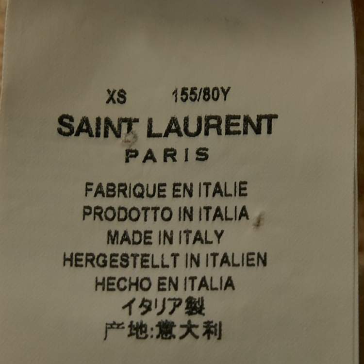 Pre Owned Saint Laurent Cream Pointelle Knit Crop Fisherman Sweater XS