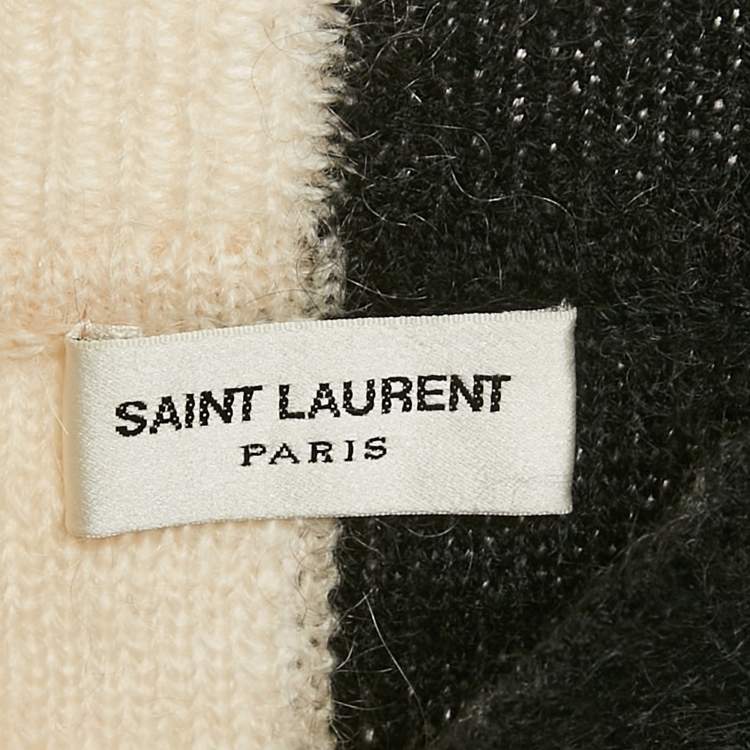 Pre Owned Saint Laurent Black/White Mohair Sweater XS