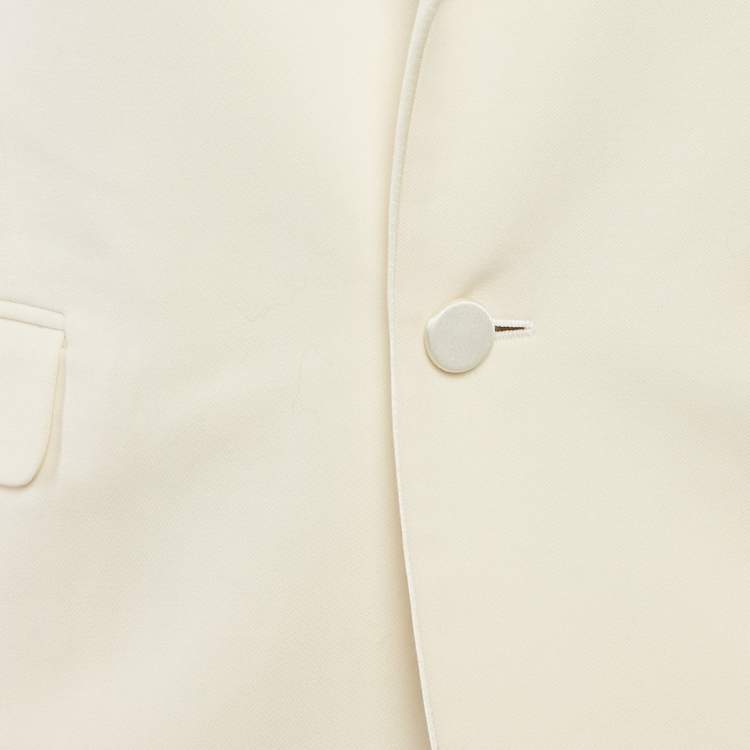Pre Owned Saint Laurent Cream Wool Single-Breasted Blazer S