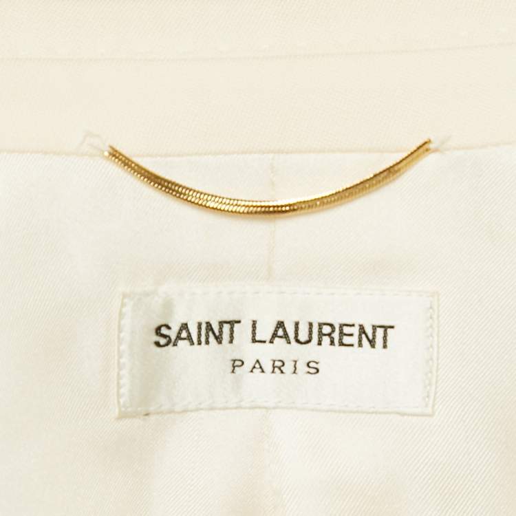 Pre Owned Saint Laurent Cream Wool Single-Breasted Blazer S