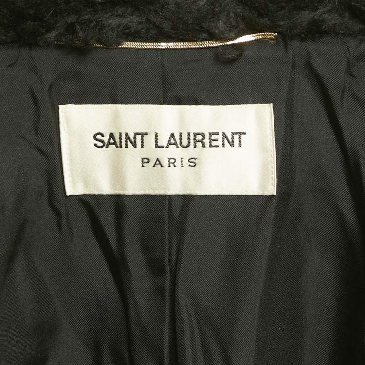 Pre Owned Saint Laurent Paris Black Faux Fur Double Breasted Coat S