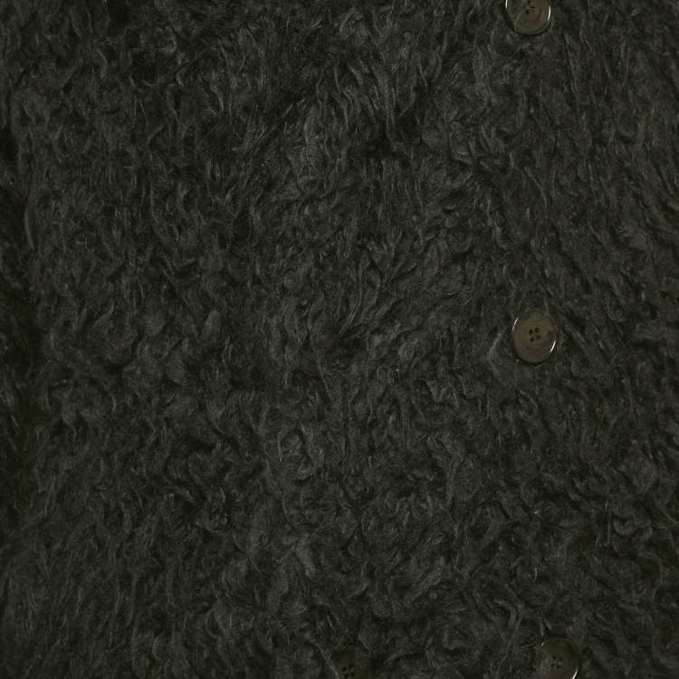 Pre Owned Saint Laurent Paris Black Faux Fur Double Breasted Coat S