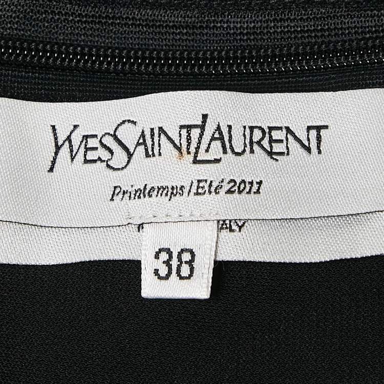 Pre Owned Saint Laurent Paris Black Crepe Lurex Trim Detail Short Dress M