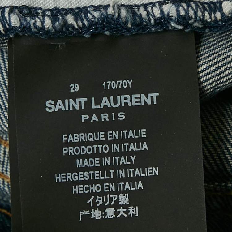 Pre Owned Saint Laurent Blue Denim Raw-Edge Detail Shorts M