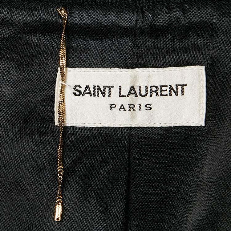 Pre Owned Saint Laurent Paris Black Wool Varsity Jacket M