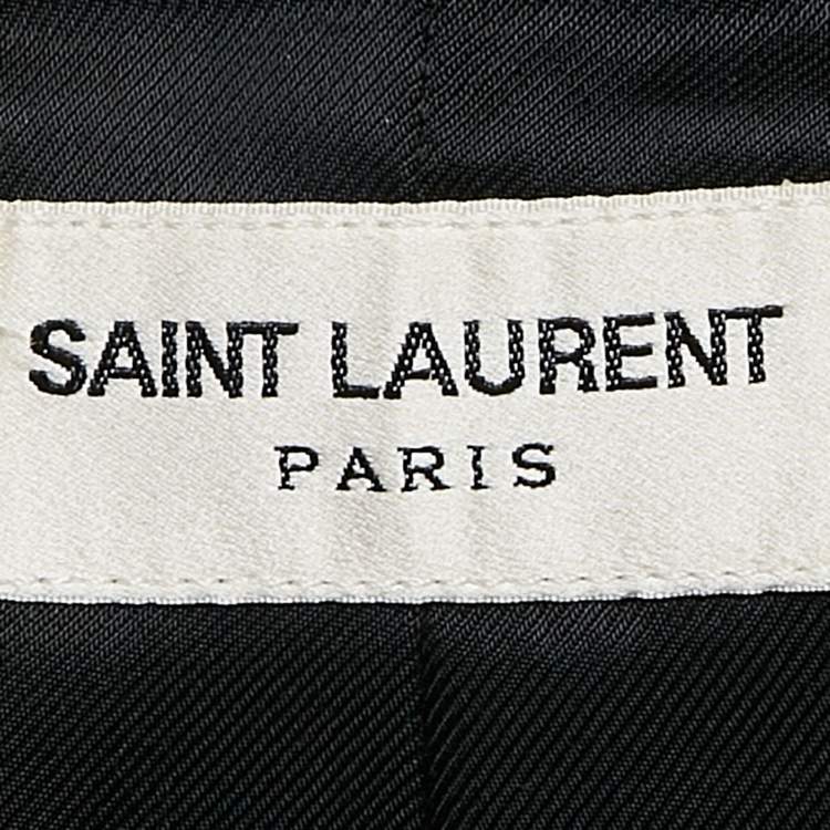 Pre Owned Saint Laurent Paris Black Wool Varsity Jacket M