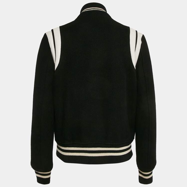 Pre Owned Saint Laurent Paris Black Wool Varsity Jacket M