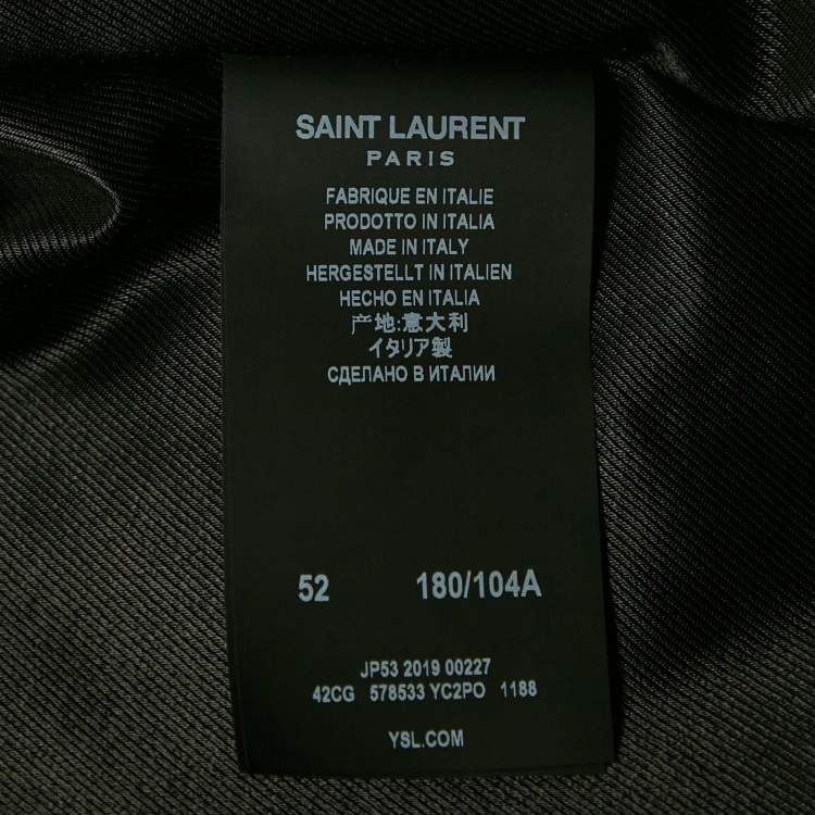 Pre Owned Saint Laurent Black Leather Studded Zip-Up Biker Jacket XL