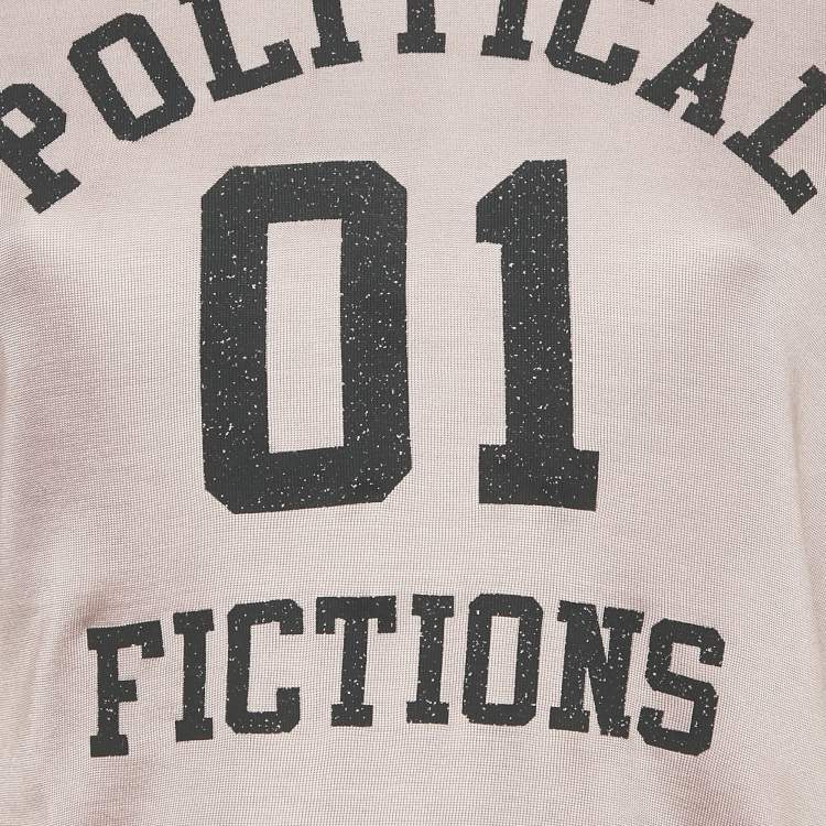 Pre Owned Saint Laurent Pink Varsity Print Jersey Crop T-Shirt S