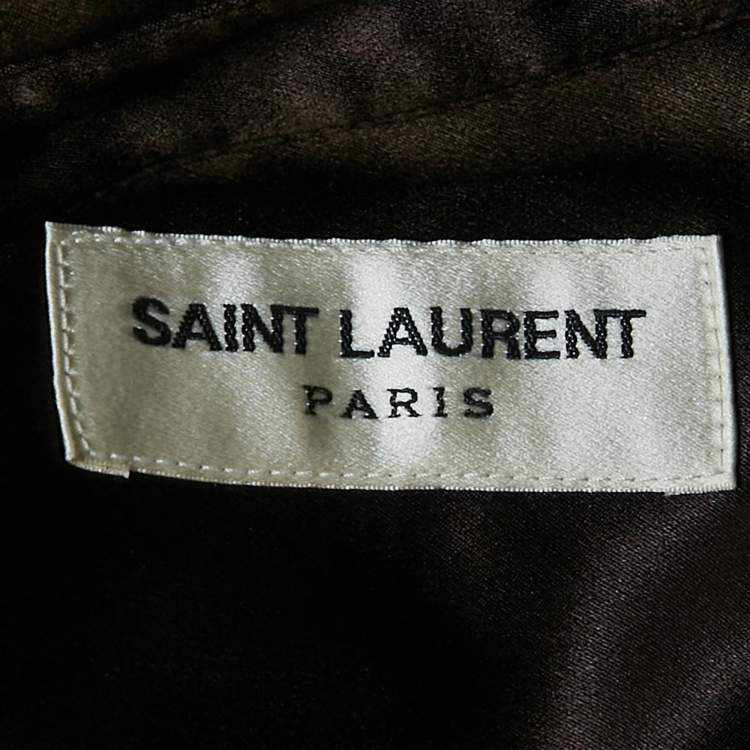 Pre Owned Saint Laurent Paris Brown Satin Long Sleeve Shirt S