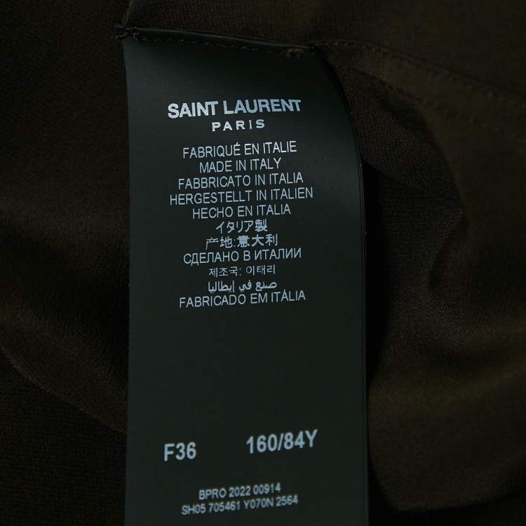 Pre Owned Saint Laurent Paris Brown Satin Long Sleeve Shirt S