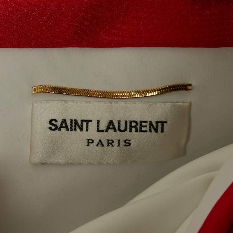 Pre Owned Saint Laurent Black/Red Jersey Cut-Out Strapless Jumpsuit One Size 
