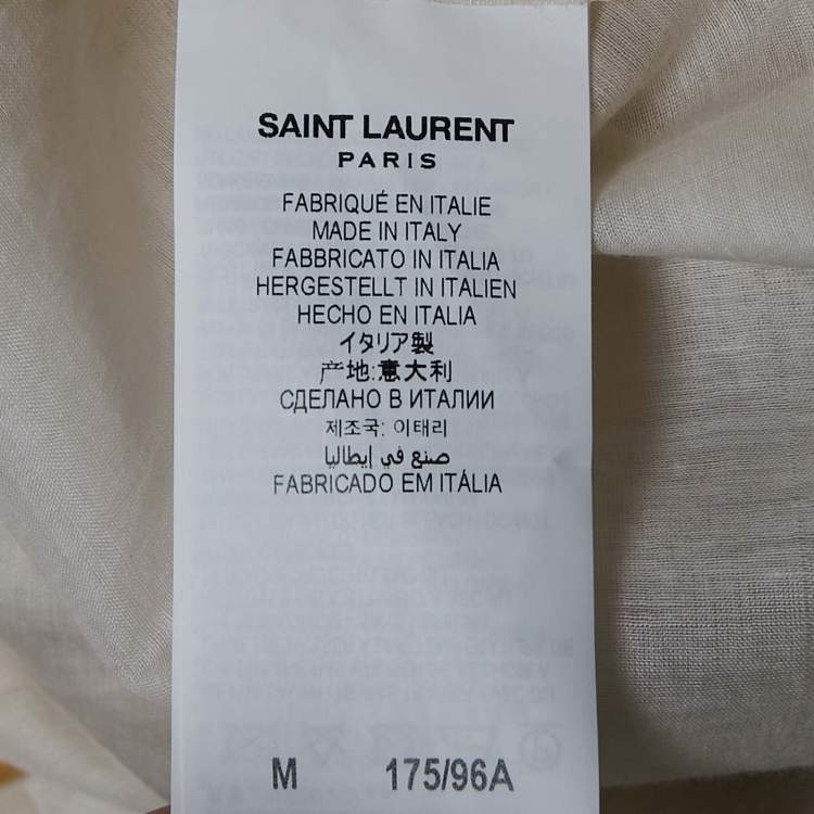 Pre Owned Saint Laurent Paris White Sheer Cotton Blend Tie-Up Detail Oversized Blouse M