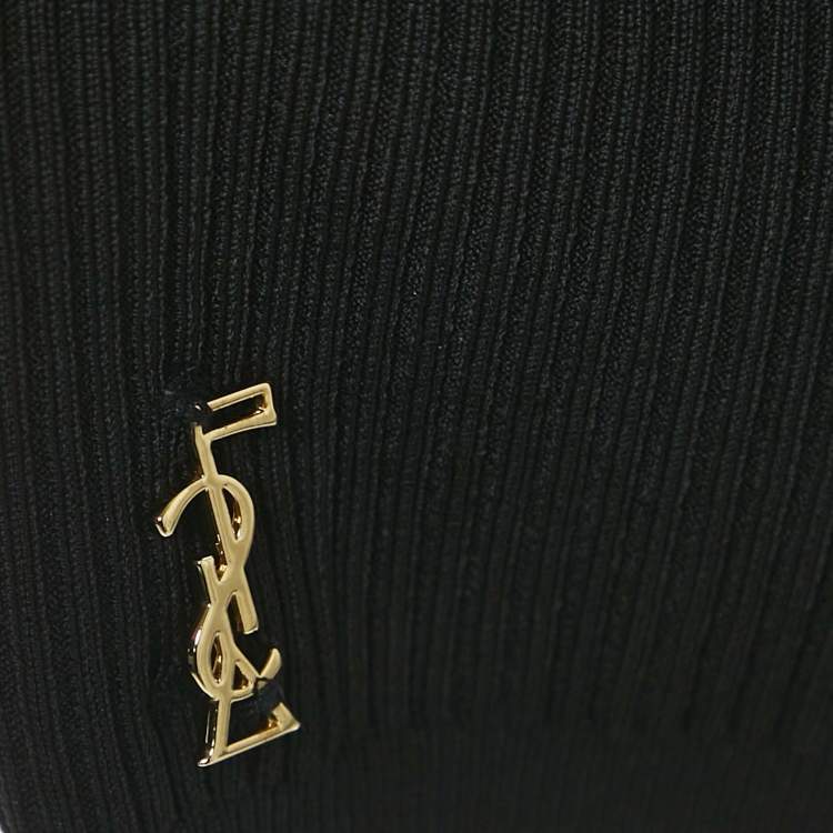 Pre Owned Saint Laurent Black Rib Knit Rider Shorts XS