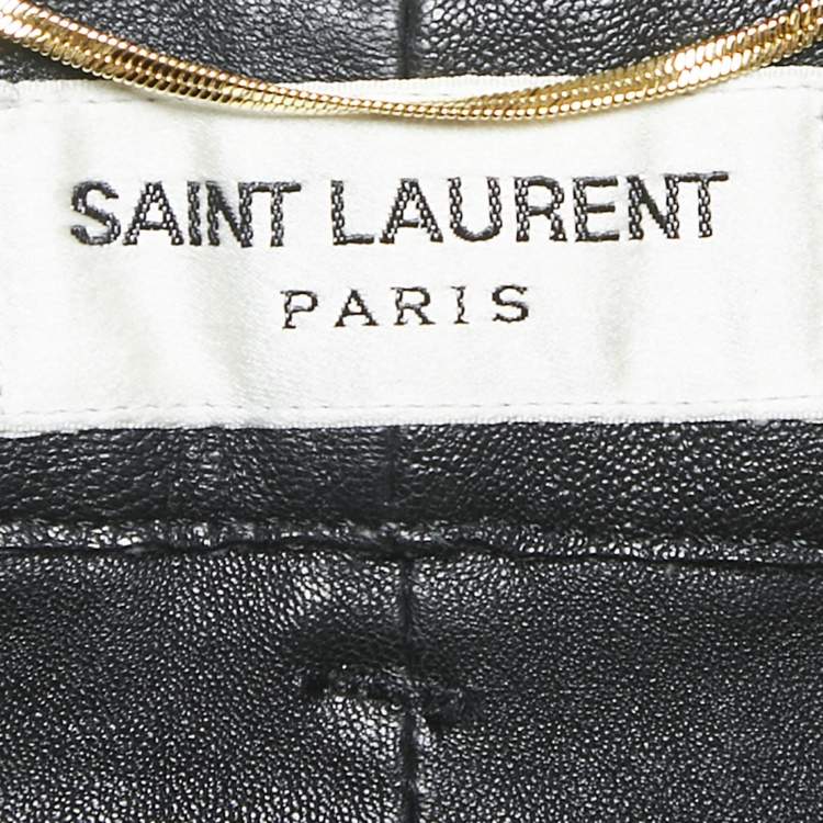 Pre Owned Saint Laurent Paris Black Leather Skinny Pants L