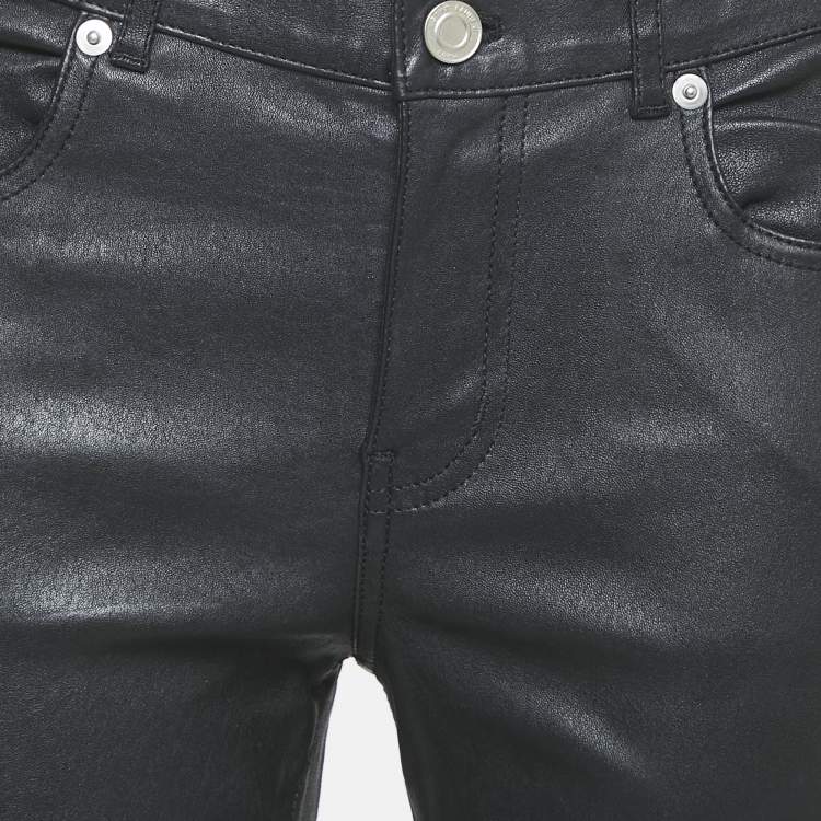 Pre Owned Saint Laurent Paris Black Leather Skinny Pants L